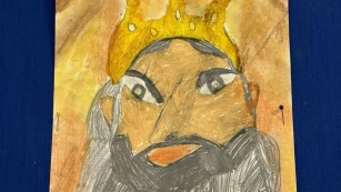 Miejsce II portret Król a Kazimierza Wielkiego wykonany pastelą oraz kredką
